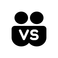 Poster - Two circles above a rounded rectangle with the letters vs inside indicating a competition or comparison