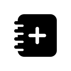 Fototapete - Black square icon with rounded corners and a white plus sign in the center and left side dashes design