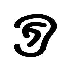 Poster - Illustration of a human ear with a simple black outline against a white background in a minimalist style