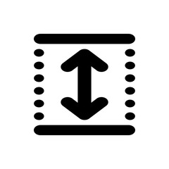 Poster - Vertical arrows icon indicating up and down movement with side dots and top and bottom bars design element