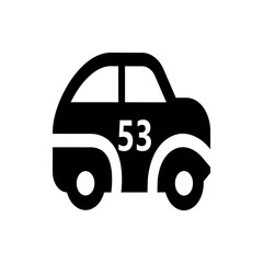 Aufkleber - Illustration of a black cartoon car with white tires and the number fifty three on the side panel view