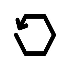 Fototapete - Black arrow rotating counter clockwise around a hexagon shape on a white background in a simple style