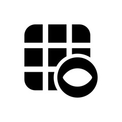 Aufkleber - Black and white grid with rounded corners and an eye icon overlaying the lower right corner of the grid area