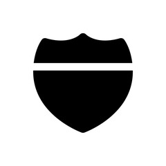 Aufkleber - Black shield with a horizontal white line across the middle, set against a plain white background space area