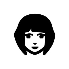 Poster - Illustration of a stylized female face with black hair and simple features in a minimalist design style