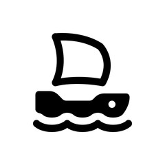 Aufkleber - Black silhouette of a shark with a fin above water waves in a minimalist style vector illustration icon