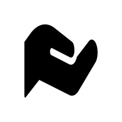 Poster - Black silhouette of an open hand with a slightly curved palm, presented in a simple and minimalist style