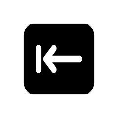 Fototapete - Black rectangle with rounded corners containing a white arrow pointing left next to a vertical line icon