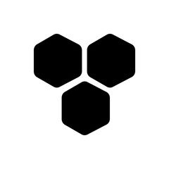 Aufkleber - Three black hexagons clustered together in a triangular arrangement on a white background forming a design