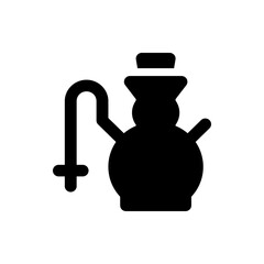 Poster - Illustration of a black silhouette of a hookah with a long hose and a decorative top on a white background