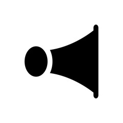 Poster - Silhouette of a black horn with a round bulb on the left side against a white background design element