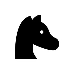 Poster - Silhouette of a horse head in black with a white dot representing the eye on a white background plain view