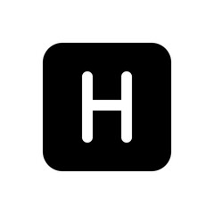 Poster - Letter h in white on a black rounded square sign for hospital or hotel identification and navigation use