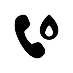 Aufkleber - Black silhouette of a telephone handset next to a black silhouette of a water droplet on white background