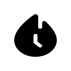 Poster - Black stylized clock icon with a teardrop shape and a short hand indicating the time in the image space