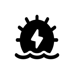 Poster - Illustration of a maritime energy device with a lightning bolt in the center and waves below it design