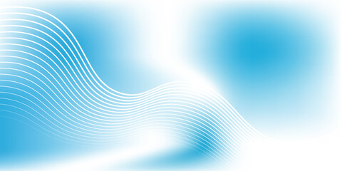Poster - Abstract blue gradient background with shining lines waves. Minimalist background for banner, poster, cover, brochure, flyer, website
