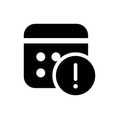 Poster - Black calendar with white dots and an exclamation mark inside a circle on the right side of the calendar