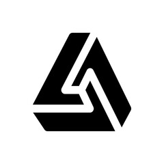 Poster - Black geometric triangle with white outline creating an abstract, modern and minimalist design element shape