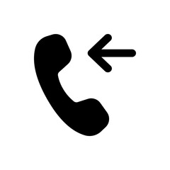 Poster - Black telephone receiver icon with an arrow pointing left indicating an incoming call notification alert