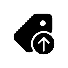 Poster - Black tag icon with rounded edges and a circular arrow pointing upwards indicating price increase or upload