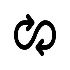 Poster - Black infinity loop with arrows pointing in opposite directions on a white background in a simple design
