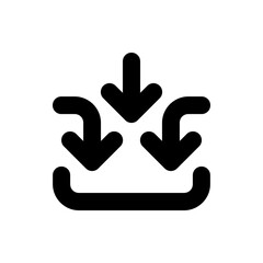 Poster - Three black arrows pointing downwards towards a container in a simple graphic representation icon