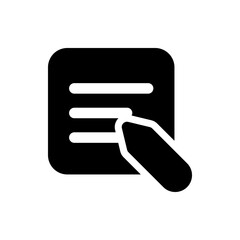 Poster - Black document icon with three white lines and a white outlined pen on the bottom right corner of the icon