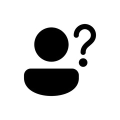 Poster - Silhouette of a person icon with a question mark indicating uncertainty or a query next to the head