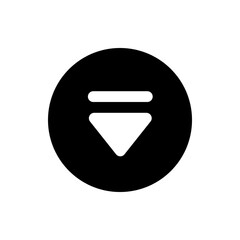 Poster - Black circle containing a white downward pointing arrow with a horizontal line above it in the center