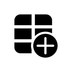 Poster - Black grid icon with rounded corners and a plus sign inside a circle on the lower right corner of the grid