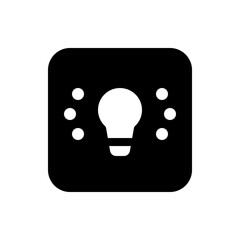 Poster - Illustration of a lightbulb inside a rounded square with three dots on each side in black and white color