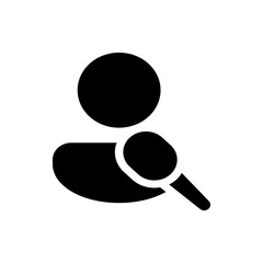 Poster - Person icon with magnifying glass showing search or profile view in a simple black and white design style