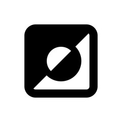 Poster - Black rounded square containing a circle diagonally divided with a triangle in the corner design