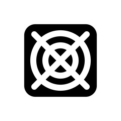 Poster - Illustration of a target like design with concentric circles and intersecting lines on a black square shape
