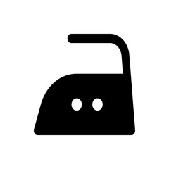 Poster - Illustration of a black iron with two white circles on a white background laundry and clothing care symbol