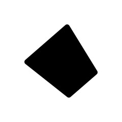 Poster - Black rhombus shape with rounded corners rotated on a white background creating a simple graphic element