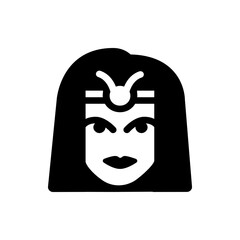 Poster - Illustration of a woman with long black hair and a taurus symbol on her forehead in black and white style