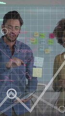 Poster - Collaborating on animation, diverse team in office working with data visualization