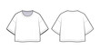 © JenelleIrish - Crop T-Shirt Baggy Fit Round Neckline- Front and Back View- Fashion Template-Technical Illustration-CAD Mock-Up