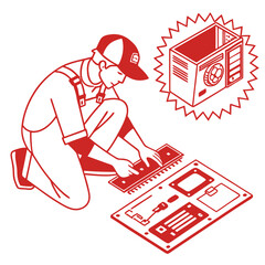 Poster - Technician Repairing Computer Circuit Board