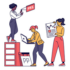 Poster - Three Women Collaborating on a Business Project