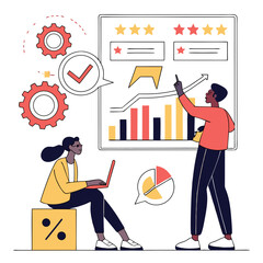 Poster - Two Colleagues Analyzing Business Data Charts and Graphs