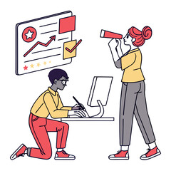 Poster - Two Colleagues Collaborating on a Business Project