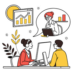 Poster - Two Colleagues Collaborate Online, Discussing Business Growth Strategy