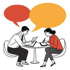Poster - Two Colleagues Reviewing Documents During a Business Meeting