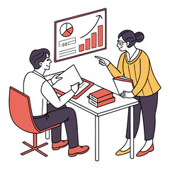 Poster - Two Colleagues Reviewing Data During a Business Meeting