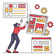 woman building webpage user interface design