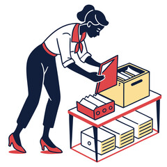 Poster - Woman Filing Documents in Office Setting