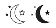 © Bell - Moon and star icon vector, solid illustration, pictogram isolated color editable
